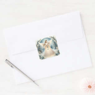 Celestial Winter Angel Lantern of Hope Square Sticker