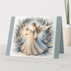 Celestial Winter Angel Lantern of Peace Card