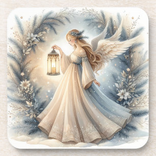 Celestial Winter Angel Lantern of Peace Coaster