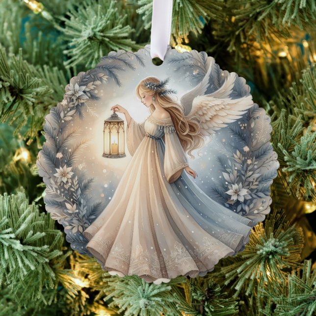 Celestial Winter Angel Lantern of Peace Tree Decoration Card (Insitu (Tree))