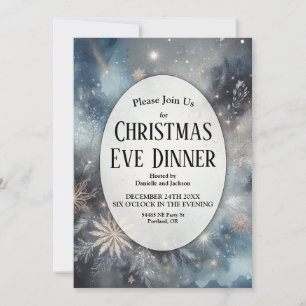 Celestial Winter Midnight Sparkle Christmas Eve Invitation