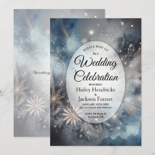 Celestial Winter Midnight Sparkle Wedding Invitation