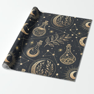 Celestial Witchcraft - Gold Moon, Potion Bottles Wrapping Paper