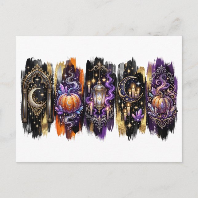 Celestial Witchy decor, Spooky Halloween Postcard (Front)