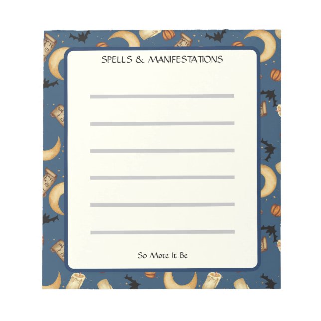 Celestial Witchy Spells Manifestation Notepad (Front)
