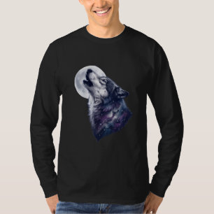 Celestial Wolf Howling at Mystic Moon T-Shirt