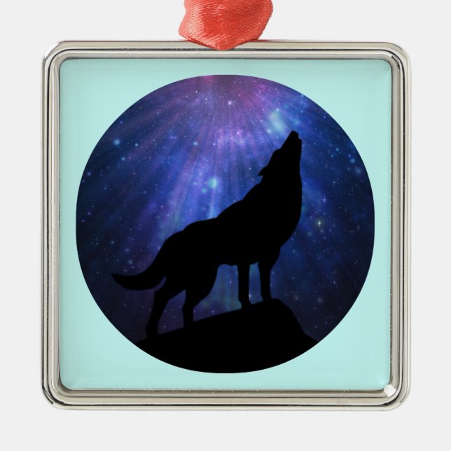 Celestial Wolf Metal Tree Decoration (Front)