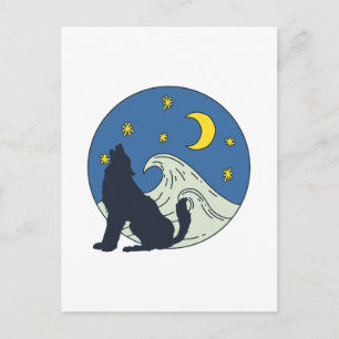 Celestial Wolf Mystical Art Postcard