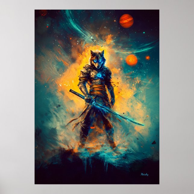 Celestial Wolf Ronin – Guardian of the Cosmic Blad Poster (Front)