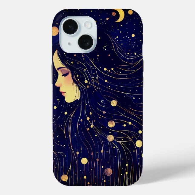 Celestial Woman Goddess Moon Stars Sky Case-Mate iPhone Case (Back)