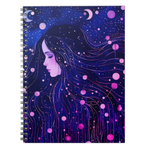 Celestial Woman Goddess Moon Stars Sky Notebook