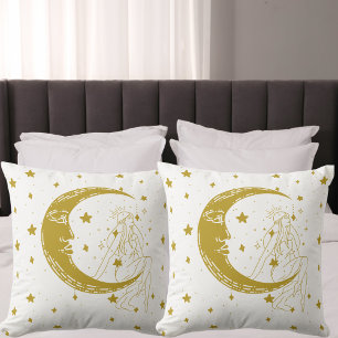 Celestial woman,moon stars,boho,elegant astronomy cushion