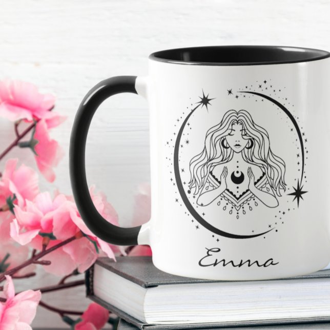 Celestial woman,moon stars,boho,elegant astronomy mug (Creator Uploaded)