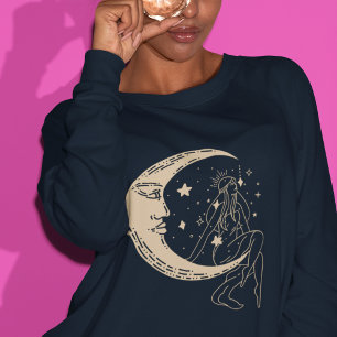 Celestial woman moon & stars,boho,elegant gold  sweatshirt