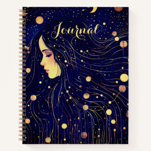 Celestial Woman Sky Goddess Moon Stars Journal