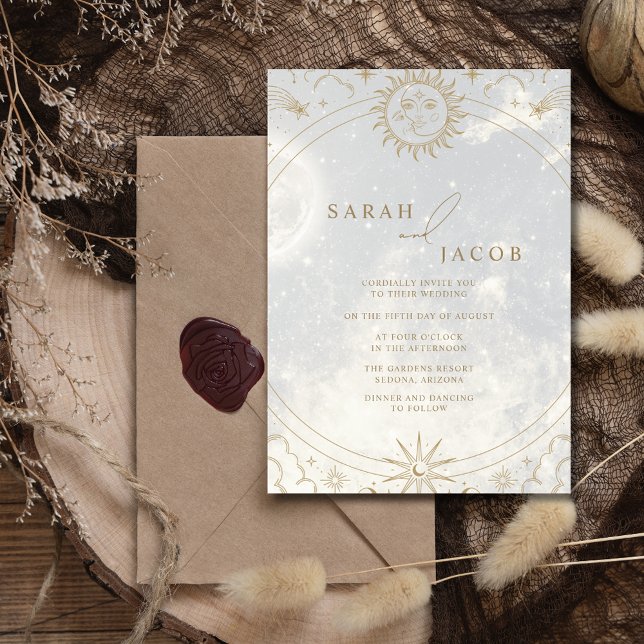 Celestial Written in the Stars Photo Wedding  Invitation (Celestial Written in the Stars Photo Wedding Invitation)