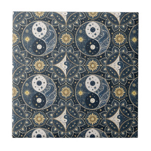 Celestial Yin Yang Mandala Design Pattern Art Tile