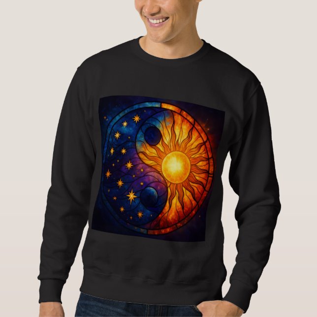 Celestial Yin Yang Stained Glass Art Sweatshirt (Front)