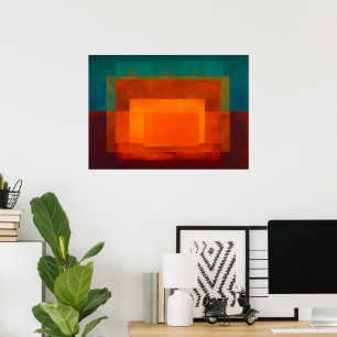 Celestial Zen Emerald Ember Colour Field Abstract Poster