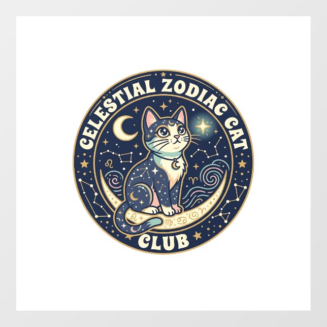 Celestial Zodiac Cat Cute Cat T-Shirt Design - Cel (Sheet)