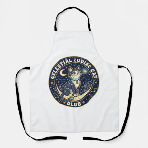 Celestial Zodiac Cat Cute Cat T-Shirt Design - Cel Apron