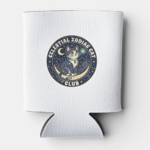 Celestial Zodiac Cat Cute Cat T-Shirt Design - Cel Can Cooler