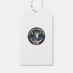 Celestial Zodiac Cat Cute Cat T-Shirt Design - Cel Gift Tags