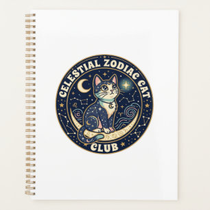 Celestial Zodiac Cat Cute Cat T-Shirt Design - Cel Planner