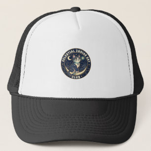 Celestial Zodiac Cat Cute Cat T-Shirt Design - Cel Trucker Hat