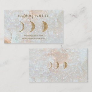 Celestial Zodiac Moon Blue Gold Wedding Website Business Card