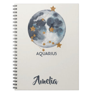 Celestial Zodiac Moon Stars Aquarius Journal