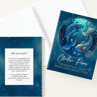 Celestial Zodiac Symbol Fantasy Pisces Birthday Notebook