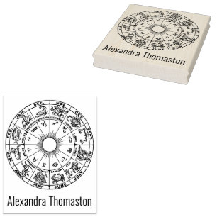 Celestial Zodiac Wheel Chart #1 Name Rubber Stamp