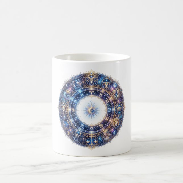 Celestial Zodiac Wheel with 12 Astrology Signs Coffee Mug (Center)