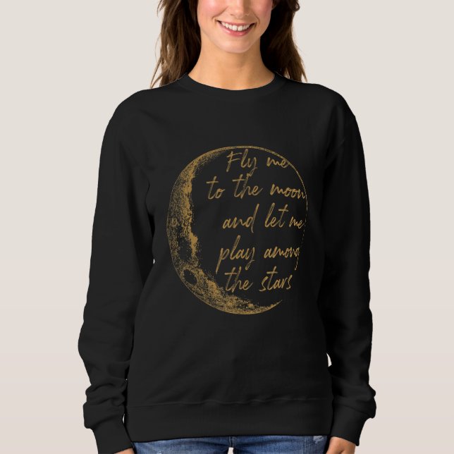 Celestial'd Gold Fly Me To The Moon Sweatshirt (Front)