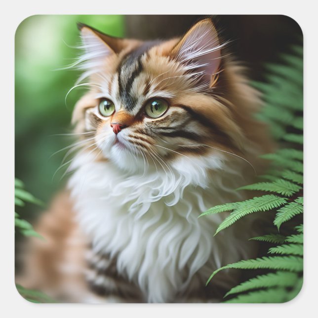 Celia The Cubby Persian Cat, Square Stickers (Front)