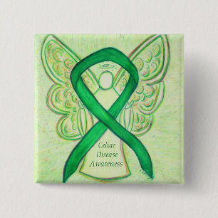 Celiac Disease Awareness Angel Ribbon Art Pin
