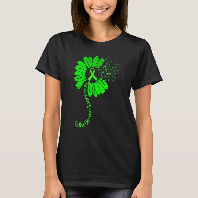 Celiac Disease Awareness Ribbon Sunflower T-Shirt (Front)