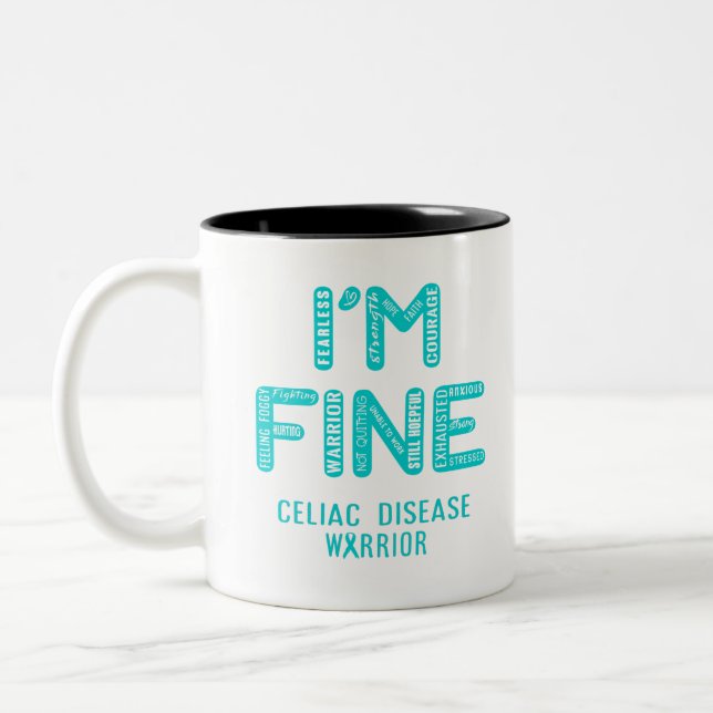 Celiac Disease Warrior - I AM FINE Two-Tone Coffee Mug (Left)