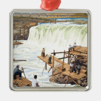 Celilo Falls Fishing Vintage Travel Poster