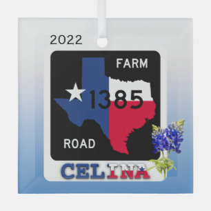Celina, Texas, fm 1385 & Bluebonnets Ornament