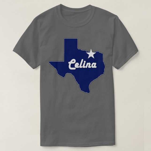 Celina Texas Lone State Map TX City Navy Blue T-Shirt (Design Front)