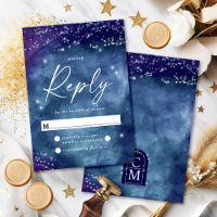 Celine • Elegant Starry Night RSVP Reply Card