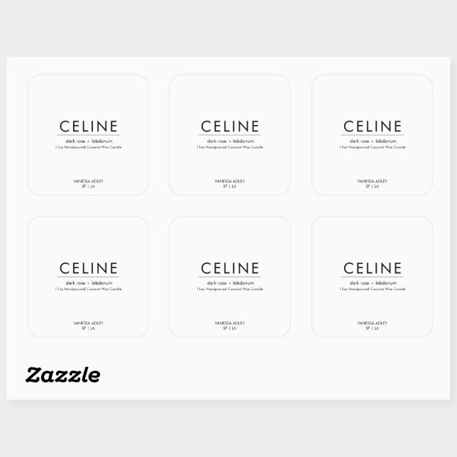 Celine Matte Sticker Square Label Stickers  3"x3" (Sheet)