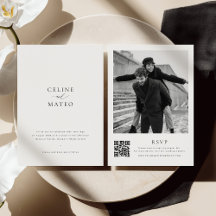 CELINE Minimalist Wedding Invite w/ RSVP QR Code
