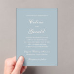 Celine Muted Blue Elegant Wedding Acrylic Invitations<br><div class="desc">Classic wedding invitations featuring a simple and timeless design with elegant script and traditional serif fonts.</div>