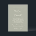 Celine Muted Green Elegant Wedding Invitation<br><div class="desc">Classic wedding invitations featuring a simple and timeless design with elegant script and traditional serif fonts.</div>