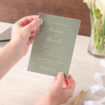 Celine Muted Green Elegant Wedding Vellum Invitations<br><div class="desc">Classic wedding invitations featuring a simple and timeless design with elegant script and traditional serif fonts.</div>