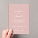 Celine Pink Elegant Wedding Acrylic Invitations<br><div class="desc">Classic wedding invitations featuring a simple and timeless design with elegant script and traditional serif fonts.</div>