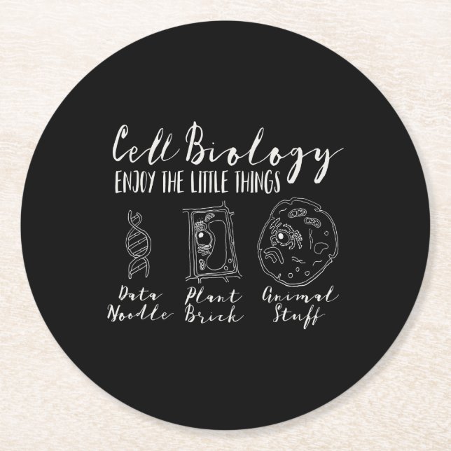 cell biology funny science  - nerdy   geeks round paper coaster (Front)